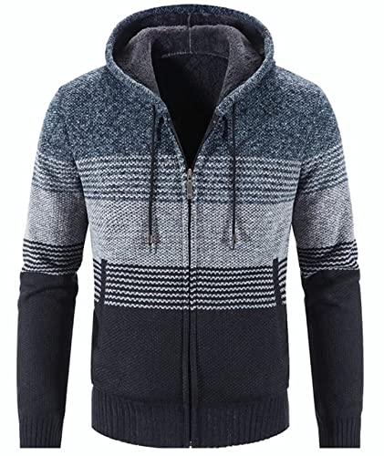 igeekwell Kapuzenpullover Herren Winterjacke mit Kapuze Hoodie für Männer Fleecejacke Casual Kapuzenjacke Bequemes & Warmes Sweatjacke mit Reißverschluß Windspiele Blau Schwarz Grau von igeekwell