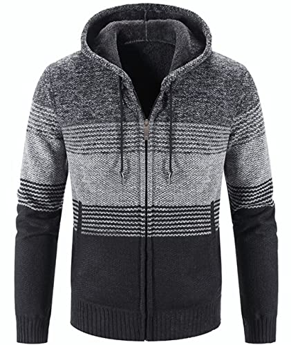 igeekwell Kapuzenpullover Herren Winterjacke mit Kapuze Hoodie für Männer Fleecejacke Casual Kapuzenjacke Bequemes & Warmes Sweatjacke mit Reißverschluß Windspiele Hellgrau Schwarz von igeekwell