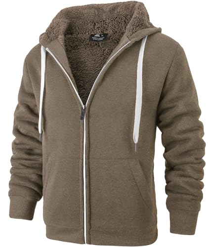 igeekwell Herren Hoodie, Herren Reißverschluss Kapuzenpullover Kapuze Casual Sweatshirt Classic Farbabstimmung Hoody (Dunkel Khaki-L) von igeekwell