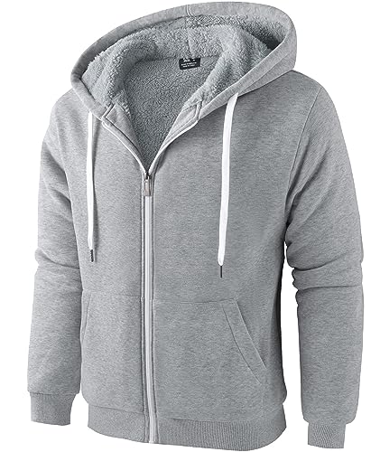 igeekwell Herren Hoodie, Herren Reißverschluss Kapuzenpullover Kapuze Casual Sweatshirt Classic Farbabstimmung Hoody (Hellgrau-3XL) von igeekwell