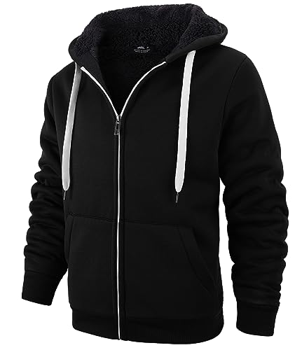 igeekwell Herren Hoodie, Herren Reißverschluss Kapuzenpullover Kapuze Casual Sweatshirt Classic Farbabstimmung Hoody (Schwarz-3XL) von igeekwell