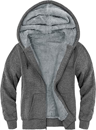 igeekwell Kapuzenpullover Herren Winterjacke mit Kapuze Hoodie für Männer Fleecejacke Casual Kapuzenjacke Bequemes & Warmes Sweatjacke mit Reißverschluß Windspiele Grau Fleece von igeekwell