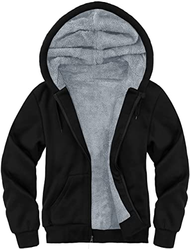 igeekwell Kapuzenpullover Herren Winterjacke mit Kapuze Hoodie für Männer Fleecejacke Casual Kapuzenjacke Bequemes & Warmes Sweatjacke mit Reißverschluß Windspiele Schwarz S von igeekwell