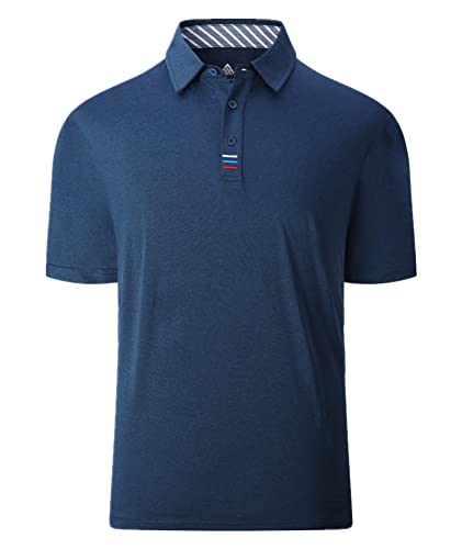 igeekwell Poloshirt Herren Kurzarm Atmungsaktive Tshirt Knopfleiste Sommer Einfarbig Schnelltrocknend Cool Polos Polokragen Sportlich Activewear Polohemd Streifen Golf Tennis M Marineblau von igeekwell