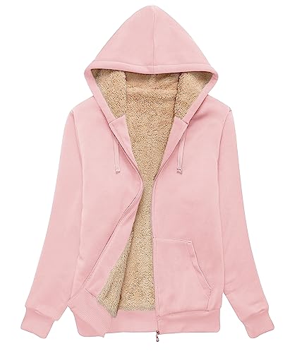 igeekwell Teddyfutter Hoodie Jacke Damen Reißverschluss Sweatjacke Warm Fleece Winter Herbst Strickjacke Gefüttert Fleecejacke mit Kapuze S von igeekwell