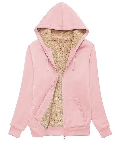igeekwell Teddyfutter Hoodie Jacke Damen Reißverschluss Sweatjacke Warm Fleece Winter Herbst Kapuzenpullover Gefüttert Fleecejacke mit Kapuze von igeekwell