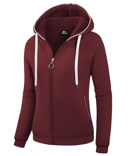 igeekwell Kapuzenjacke Gefüttert Damen Langarm Kapuzenpullover mit Fleece Gefüttert Warm Sweatjacke mit Kapuze Outdoor Hoodie Strickjacken für Damen Winterjacke(Graublau-2XL) von igeekwell