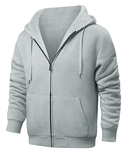 igeekwell Kapuzenpullover Herren, Langarm Reißverschluss Fleece Kapuzenjacke,Herren Winterjacke Sweatjacke zum Wandern Laufen Outdoor-Sportarten (0652 hellgrau-2XL) von igeekwell