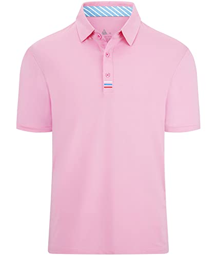 igeekwell Poloshirt Herren Frezeit Polohemd Tshirt Polokragen Sommer Knopfleiste Polos Kurzarm Sport Golf Tshirt Sportlich Tennis Läuft 3XL Rosa von igeekwell