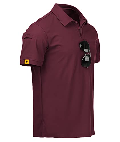 igeekwell Poloshirt Herren Kurzarm Golf Polohemd Atmungsaktiv Sports T-Shirts Outdoor Sommer Freizeit Polohemd Herren Knopfleiste Tennis Badminton Poloshirts Regular Fit(Weinrot-L) von igeekwell