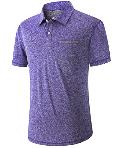 igeekwell Poloshirt Herren Kurzarm Sommer Polohemd Arbeit Shirt Golf Tshirt Einfarbig Freizeit Sport Shirt Outdoor Tennis Violett L von igeekwell