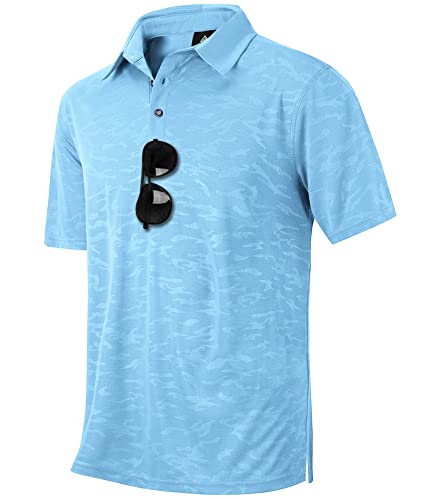 igeekwell Poloshirt Herren Mondblau Kurzarm Golf Shirts Sommer Polohemd Arbeit Tshirt Männer Leicht Golf Top mit Knopfleiste M von igeekwell