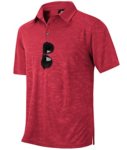 igeekwell Poloshirt Herren Rot Kurzarm Golf Shirts Sommer Polohemd Arbeit Tshirt Männer Leicht Golf Top mit Knopfleiste 2XL von igeekwell