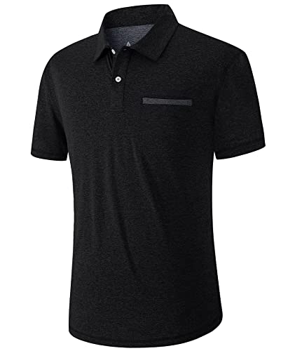 igeekwell Poloshirt Herren Schwarz Arbeitsshirt Kurzarm Sommer Polohemd Arbeit Shirt Golf Tshirt Einfarbig Shirt Sport Outdoor Tennis L von igeekwell