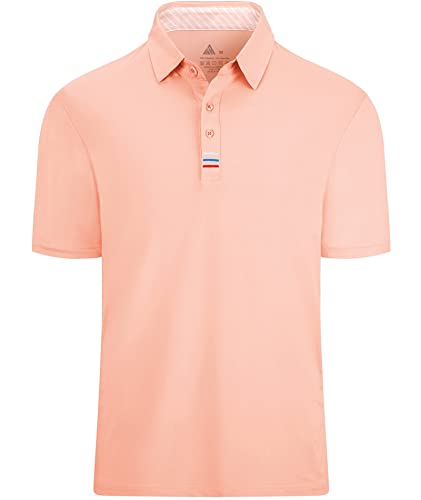 igeekwell Poloshirt Herren Kurzarm Atmungsaktive Tshirt Knopfleiste Sommer Einfarbig Schnelltrocknend Cool Polos Polokragen Sportlich Activewear Polohemd Streifen Golf Tennis M Korallenpulver von igeekwell