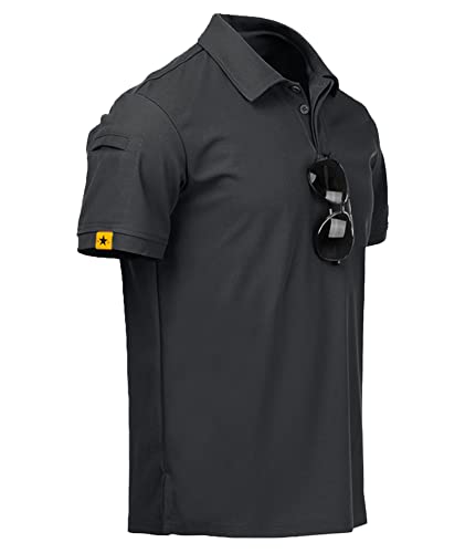 igeekwell Poloshirts Herren Kurzarm T-Shirts Herren Sport Atmungsaktiv Outdoor Brillenhalter Knopfleiste Hemd Männer T Shirt Golf Casual Regular Fit Polohemd(Dunkelgrau-3XL) von igeekwell