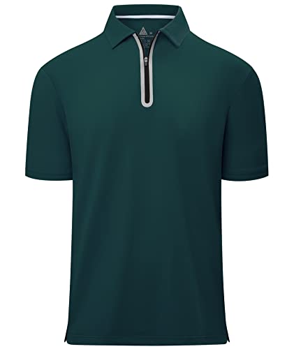 igeekwell Zip Poloshirt Herren Kurzarm Golf Sport Freizeit Tennis Polo für Männer Outdoor Schnelltrocknend Tops Grün M von igeekwell