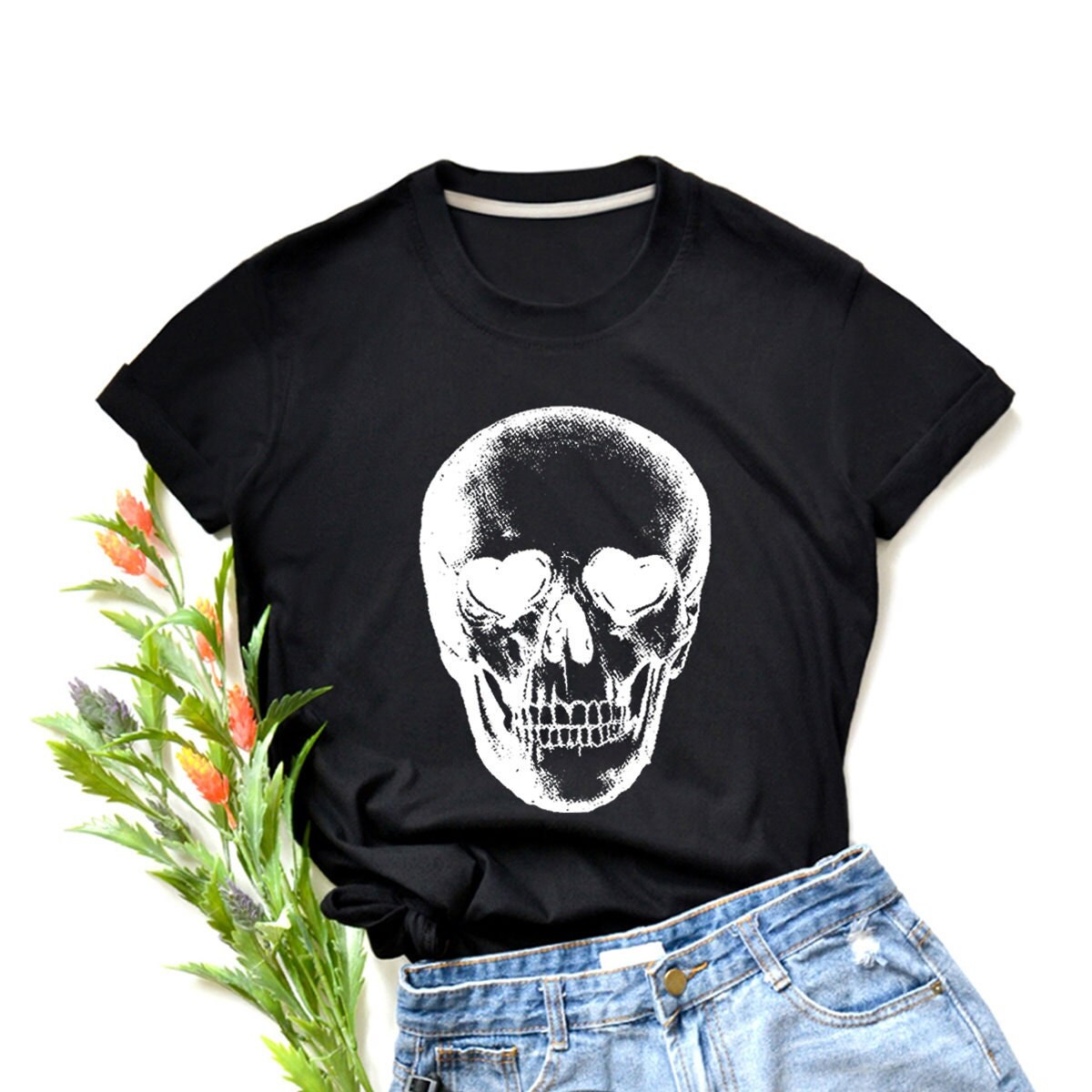 Schädel-Grafik-T-Shirt Halloween-Baumwollt-stück von igetherproject