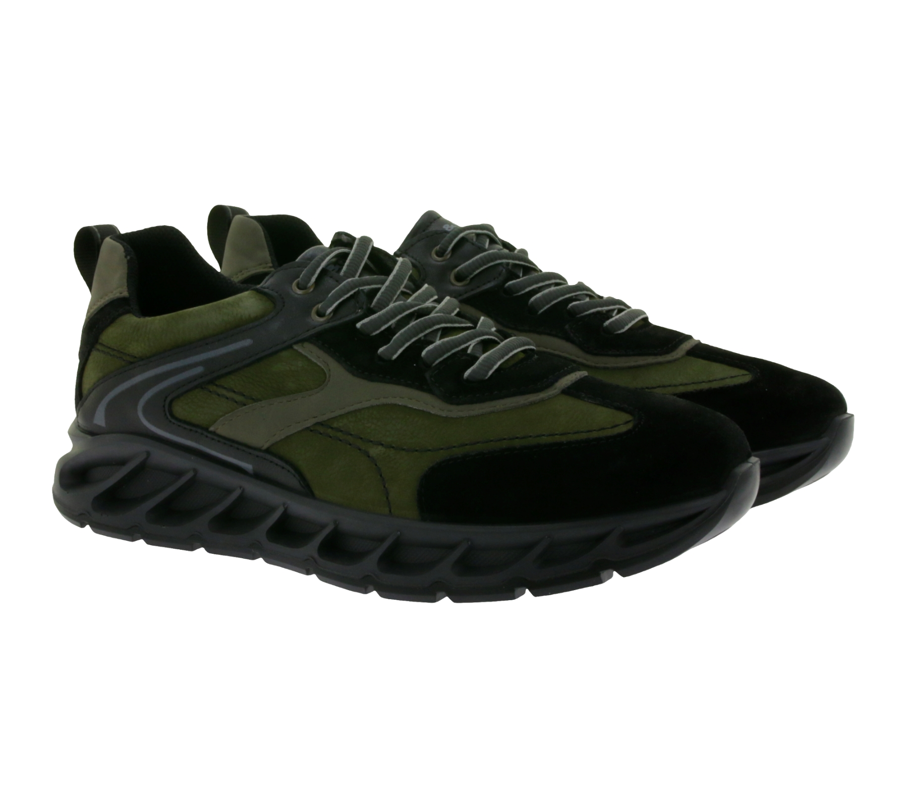 IGI&CO Herren Echtleder-Sneaker mit Shock-Absorber Sohle und Memory-Foam Made in Italy 8138211 Grün/Schwarz von igi&co