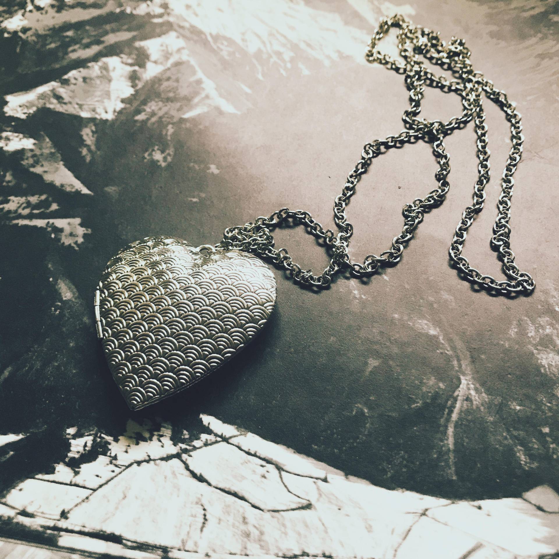 Lange Herz Locket Halskette Versilbert Textured Anhänger Lange Herz Locket Halskette Versilbert Textured Anhänger von iheartmies