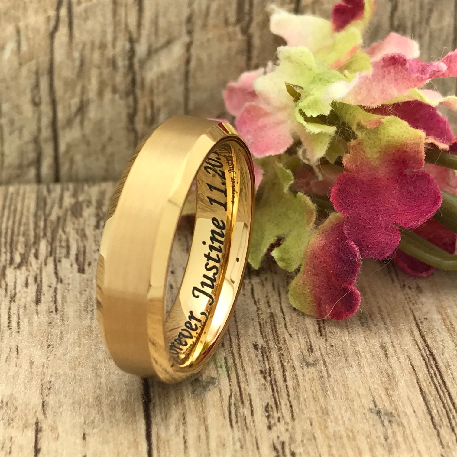 6mm Gold Titan Ehering, Personalisieren Vergoldete Überzogene Titanring, Comfort Fit von iheartwholesale