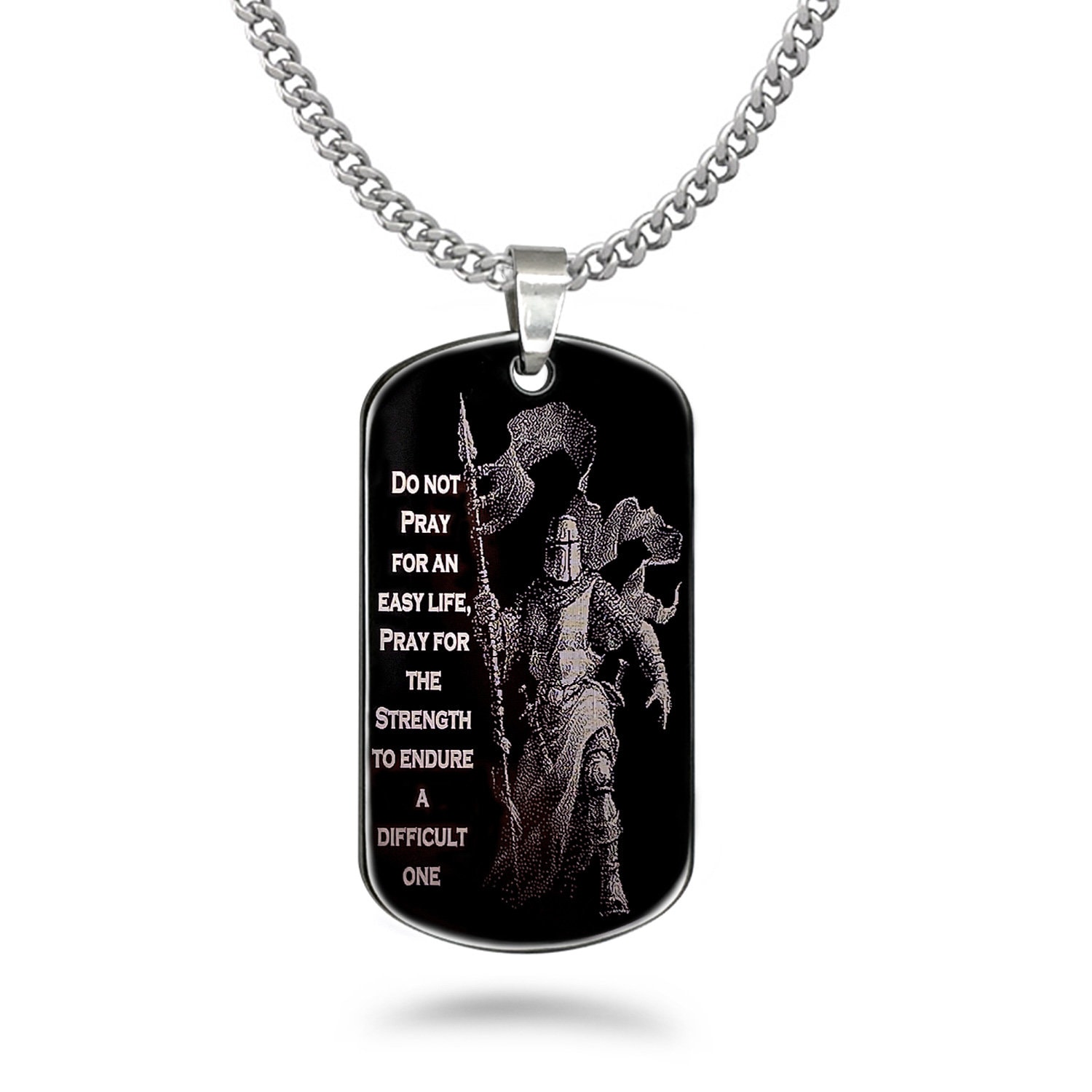 Dog Tag Halskette, Herren Schwarz Edelstahl Anhänger Halskette Mit 60 cm Panzerkette, Geschenk Für Papa, Anpassbar Ssn840 von iheartwholesale