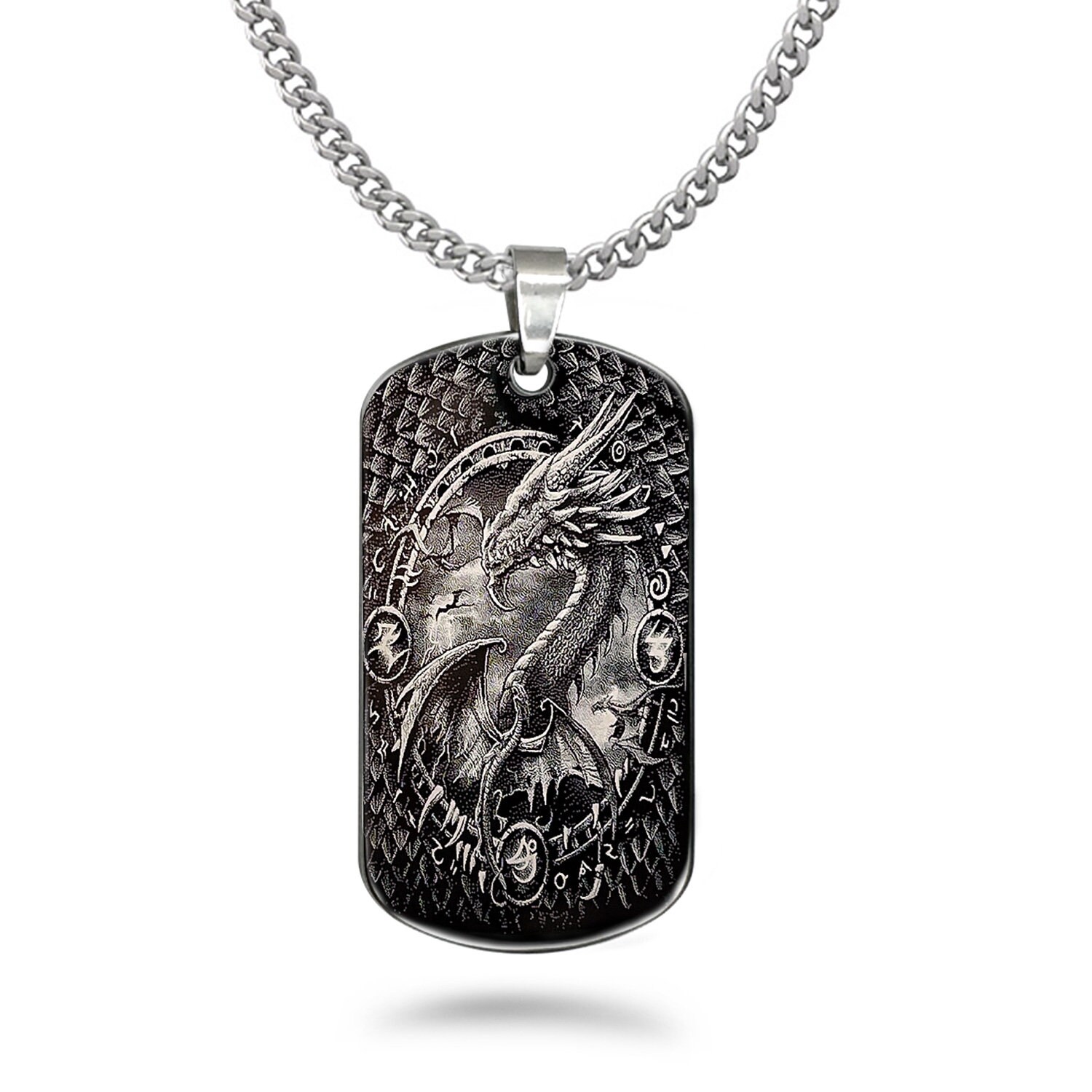 Drache Dog Tag Halskette, Herren Edelstahl in 61 cm Panzerkette Geschenk Für Papa, Ihwssn842 von iheartwholesale