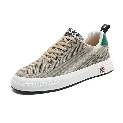 Herren Elevator Schuhe Unsichtbare Höhensteigerung Schuhe Versteckter Keilabsatz Mesh-Obermaterial Freizeitschuhe 6,1 cm Höhere Bequeme Wanderschuhe für Ferse, khaki, 43 1/3 EU von ihinzry
