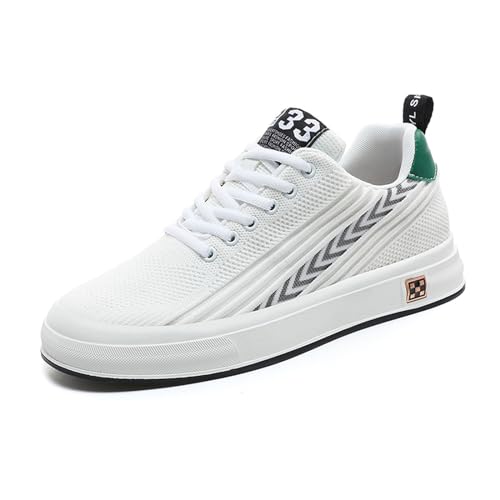 Herren Elevator Schuhe Unsichtbare Höhensteigerung Schuhe Versteckter Keilabsatz Mesh-Obermaterial Freizeitschuhe 6,1 cm Höhere Bequeme Wanderschuhe für Ferse, weiß, 43.5 EU von ihinzry