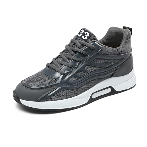 Herren Elevator Sneakers 2,36 Zoll Invisible Höhe erhöhen Heben Schuhe Lace up Breathable Mesh Upper Elevator Schuhe Hidden Heel Trainer Fashion Sneakers Grau 39 von ihinzry