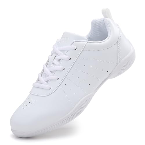 Mädchen Cheerleading Schuhe Cheer Sneakers Tennis Tanzschuhe Atmungsaktiv Super Light White Cheer Schuhe für Frauen Athletic Training Tennis Walking Sneakers Leder 37 von ihinzry