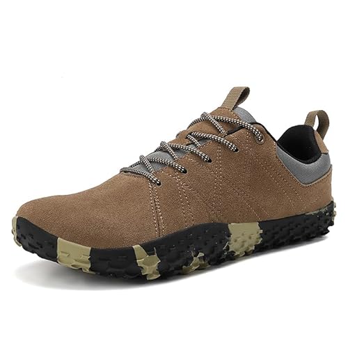 ihinzry Barfußschuhe Für Herren Und Damen, wasserdichte Wanderschuhe, Leichte Und rutschfeste, Einfache Sportschuhe Mit Breiter Spitze, Geeignet Zum Laufen Und Gehen, Dunkelbraun-43 von ihinzry