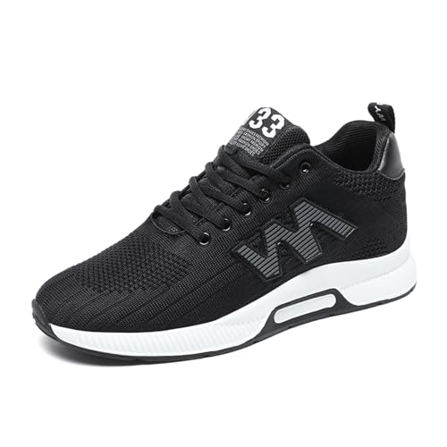 ihinzry Herren Elevator Sneakers 2,36 Zoll Unsichtbare Höhenvergrößerung Schnür Schuhe Atmungsaktives Mesh Obermaterial Versteckte Absatz Schuhe Sportliche Sneaker Schwarz 46 von ihinzry