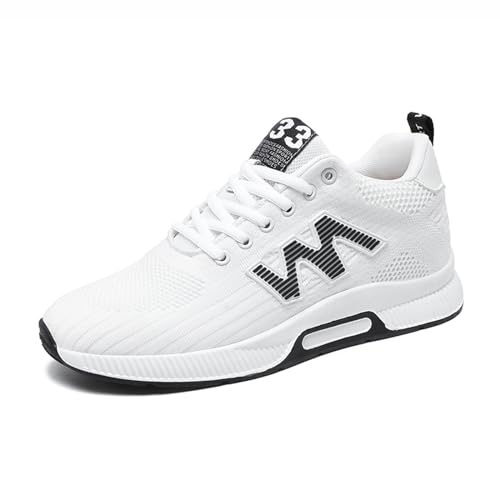 ihinzry Herren Elevator Sneakers 2,36 Zoll Unsichtbare Höhenvergrößerung Schnür Schuhe Atmungsaktives Mesh Obermaterial Versteckte Absatz Schuhe Sportliche Sneaker Weiß 44 von ihinzry