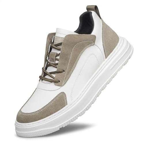 ihinzry Herren Elevator Sneakers Unsichtbare Höhe erhöhen 2,40 Zoll größer Wildleder Elevator Schuhe Lace up Casual Sportschuhe Herren Mode Sneakers Weiß 38 von ihinzry