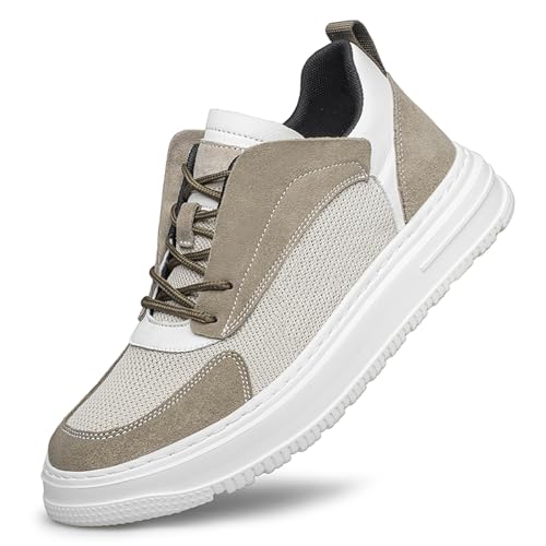 ihinzry Herren Elevator Sneakers Unsichtbare Höhe erhöhen 2,40 Zoll größer Wildleder Elevator Schuhe Mesh Obere Lace up Casual Sportschuhe Herren Mode Sneakers Weiß 37 von ihinzry