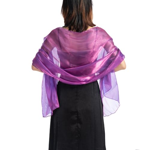 ihreesy 170cm x 70cm Damen Tücher und Wraps, Weiche Netz-Wickel Eleganter Schal Wickelschal Schimmer Umschlagtücher Wickel Stola Schal Sheer Crepe für Braut und Hochzeit,Lila von ihreesy