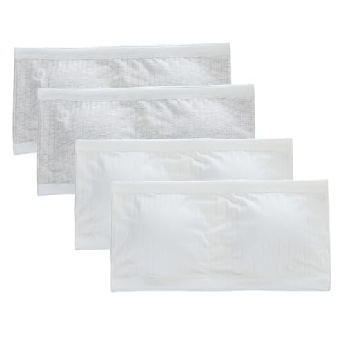 ihreesy 4 Stück Trägerlos Kinder Mädchen Bralette Bandeau BH,Atmungsaktiv Stretch Unterwäsche Trainings Bra Nahtloser kabelloser Sport-BH mit Brust-Pad Weicher Tops Bustier für 8-16 Jahre Kinder von ihreesy