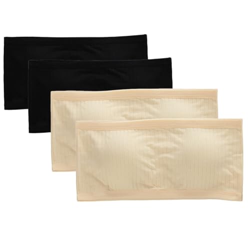 ihreesy 4 Stück Trägerlos Kinder Mädchen Bralette Bandeau BH,Atmungsaktiv Stretch Unterwäsche Trainings Bra Nahtloser kabelloser Sport-BH mit Brust-Pad Weicher Tops Bustier für 8-16 Jahre Kinder von ihreesy