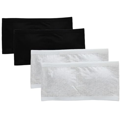 ihreesy 4 Stück Trägerlos Kinder Mädchen Bralette Bandeau BH,Atmungsaktiv Stretch Unterwäsche Trainings Bra Nahtloser kabelloser Sport-BH mit Brust-Pad Weicher Tops Bustier für 8-16 Jahre Kinder von ihreesy