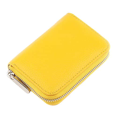 ihreesy Auto Schlüsseletui Schlüsseltasche,Echt Leder Auto Schlüsselanhänger Schlüsselmäppchen Autoschlüssel Hülle Münzbeutel Schlüsselglocke Schlüsselbeutel mit Reißverschluss,Gelb von ihreesy
