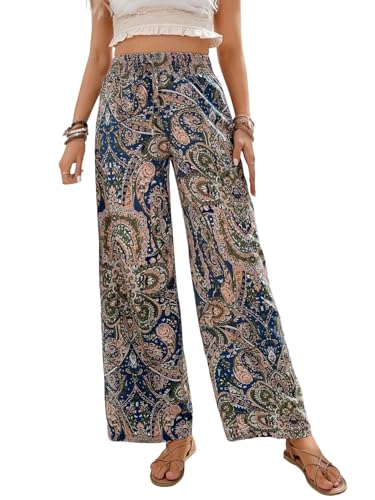 ihreesy Damen Bedruckte Weite Hosenbeine 2024 Sommer Mode Leggings Mittlere Taille Bequemer Lässiger Stil von ihreesy