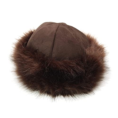ihreesy Damen Kunstfellmütz,Faux Fuchs Warm Weich Pelz mütze Warm Beanie Mütze Damen Herren Fellmütze Outdoor Skimütze Wintermütze Wildleder Vlies Pelzmütze,Dunkelbraun von ihreesy