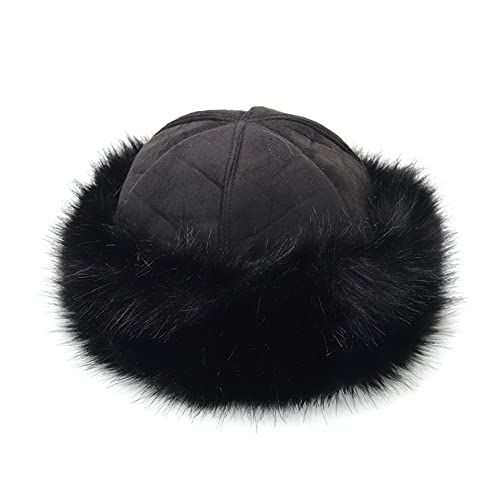 ihreesy Damen Kunstfellmütz,Faux Fuchs Warm Weich Pelz mütze Warm Beanie Mütze Damen Herren Fellmütze Outdoor Skimütze Wintermütze Wildleder Vlies Pelzmütze,Schwarz von ihreesy