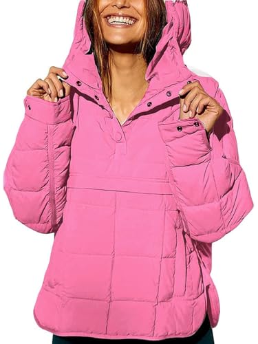 ihreesy Damen Oversize Hooded,Steppjacke Leicht Pullover Puffer Jacket Gesteppt Hoodies Wintermäntel Winterjacke Mantel Jacken Warm Gepolsterte Daunenjacke von ihreesy