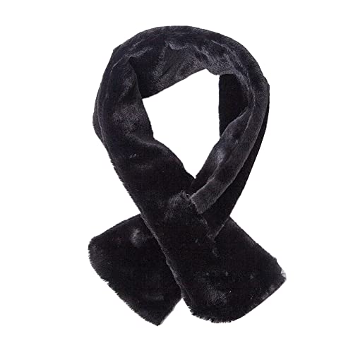 ihreesy Damen Schal Winterschal Pelzkragen,90cm Winter Wärm Kunstpelz Fellkragen Flauschig Pelzschal Wintermantel Fauxpelzkragen,Schwarz von ihreesy