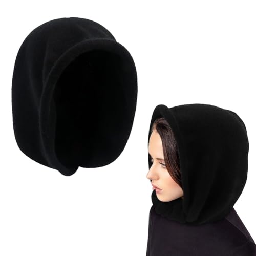 ihreesy Damen Sturmhaube Balaclava, Multifunktional Warme Beanie Mütze Kapuzenschal Winter Unisex Wintermütze Kapuze Stricken Kälteschutz Mütze Neckwarmer Strick Mütze für Frauen Männer,Schwarz von ihreesy