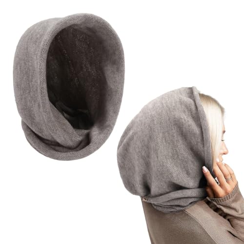 ihreesy Damen Sturmhaube Balaclava, Multifunktional Warme Beanie Mütze Kapuzenschal Winter Unisex Wintermütze Kapuze Stricken Kälteschutz Mütze Neckwarmer Strick Mütze für Frauen Männer,Grau von ihreesy