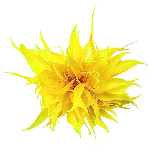 ihreesy Elegante Brosche Damen Feder, Vintage Haarschmuck Brosche Party Kleidung Dekor Kopfschmuck Hochzeits-Brosche Damen-Feder-Brosche Feder-Blumen-Brosche Feder Stirnband Kopfschmuck,Gelb von ihreesy