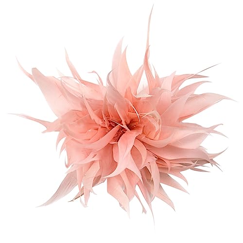 ihreesy Elegante Brosche Damen Feder, Vintage Haarschmuck Brosche Party Kleidung Dekor Kopfschmuck Hochzeits-Brosche Damen-Feder-Brosche Feder-Blumen-Brosche Feder Stirnband Kopfschmuck,Hell-Pink von ihreesy